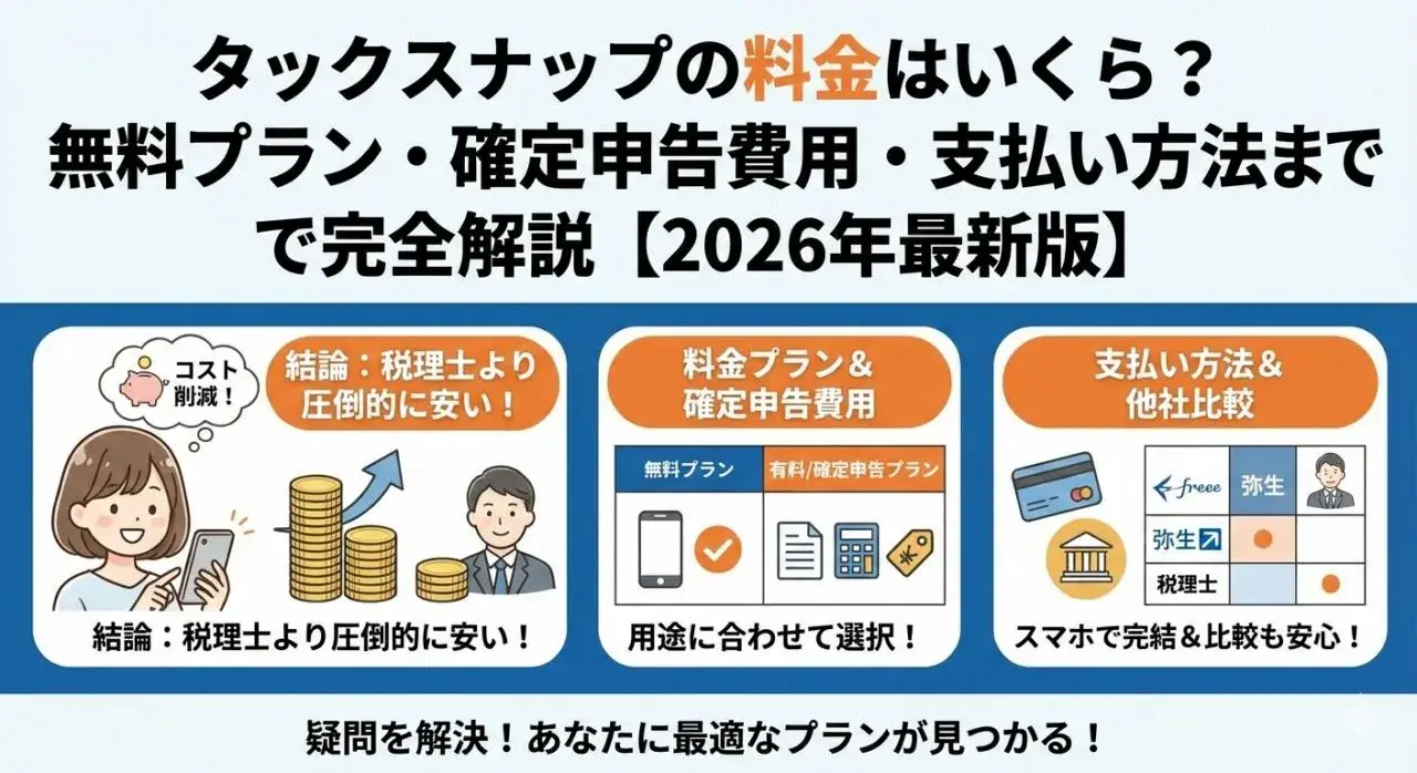 タックスナップの料金はいくら？無料プラン・確定申告費用・支払い方法まで完全解説【2026年最新版】