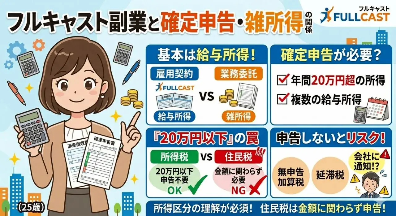 フルキャスト副業と確定申告・雑所得の関係