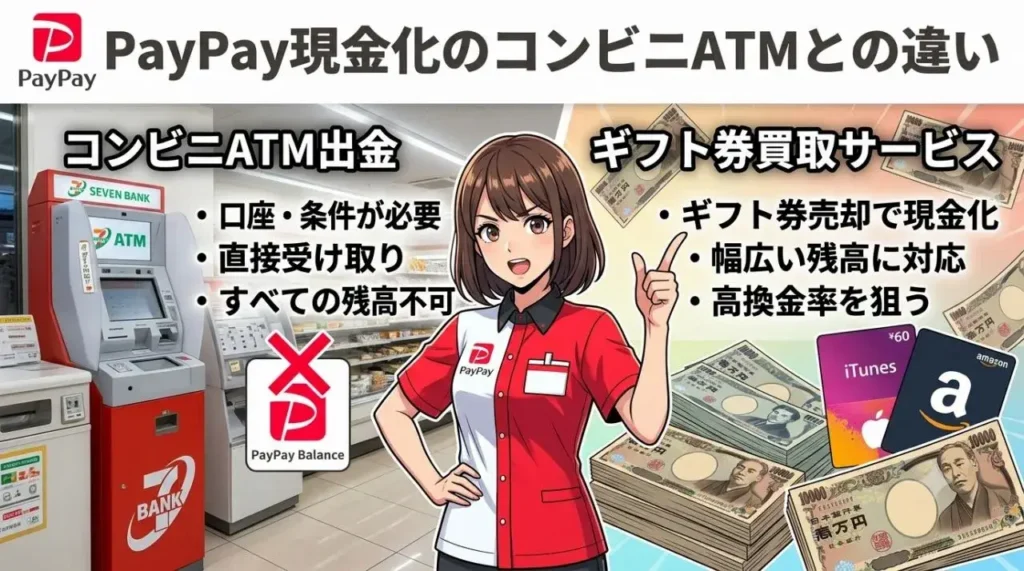 PayPay現金化のコンビニATMとの違い