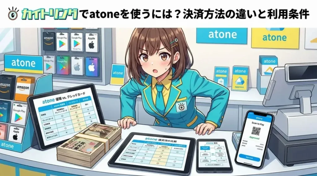 カイトリングでatoneを使うには?決済方法の違いと利用条件