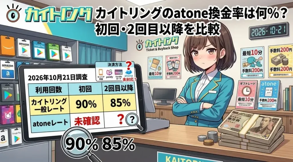 カイトリングのatone換金率は何%?初回・2回目以降を比較