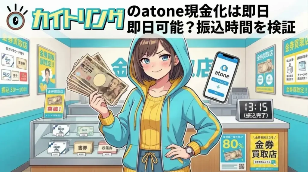 カイトリングのatone現金化は即日可能?振込時間を検証