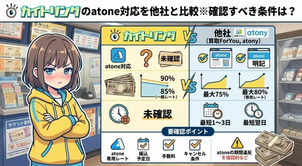 カイトリングのatone対応を他社と比較※確認すべき条件は?