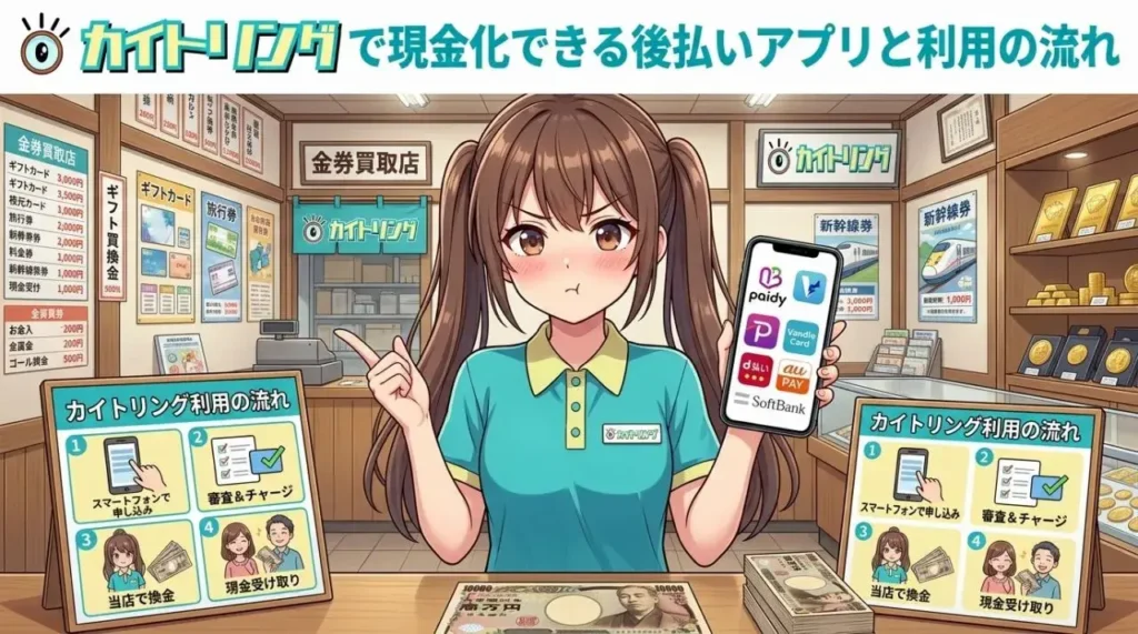 カイトリングで現金化できる後払いアプリと利用の流れ