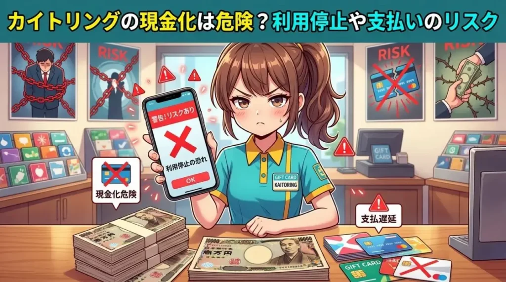 カイトリングの現金化は危険?利用停止や支払いのリスク